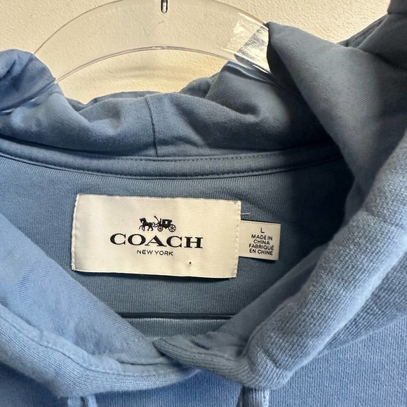 Coach New York Cotton Hoodie Blue Varsity Cursive C Size Large **See Description - Picture 6 of 13
